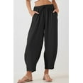 thumbnail image 5 of Eytino Women's Summer High Waisted Baggy Pants Casual Ankle Length Trouser Slacks with Pockets Black L, 5 of 10