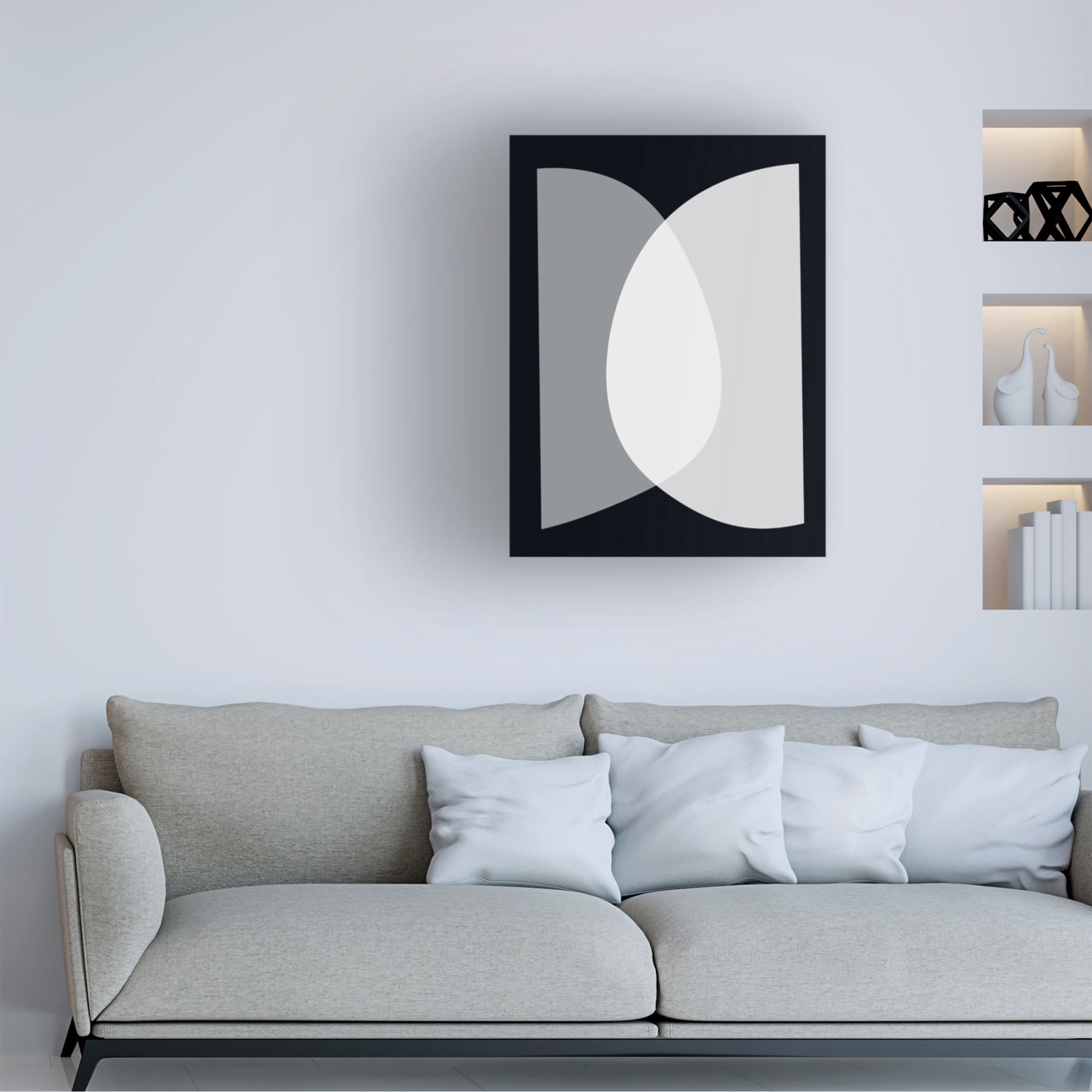 Canvas Wall Art - Tom Quartermaine 'Black and White Mid Century Abstract 2' Wall Art for Living Room, Bedroom, or Office Décor by Trademark Fine Art - 24 x 32 Inches