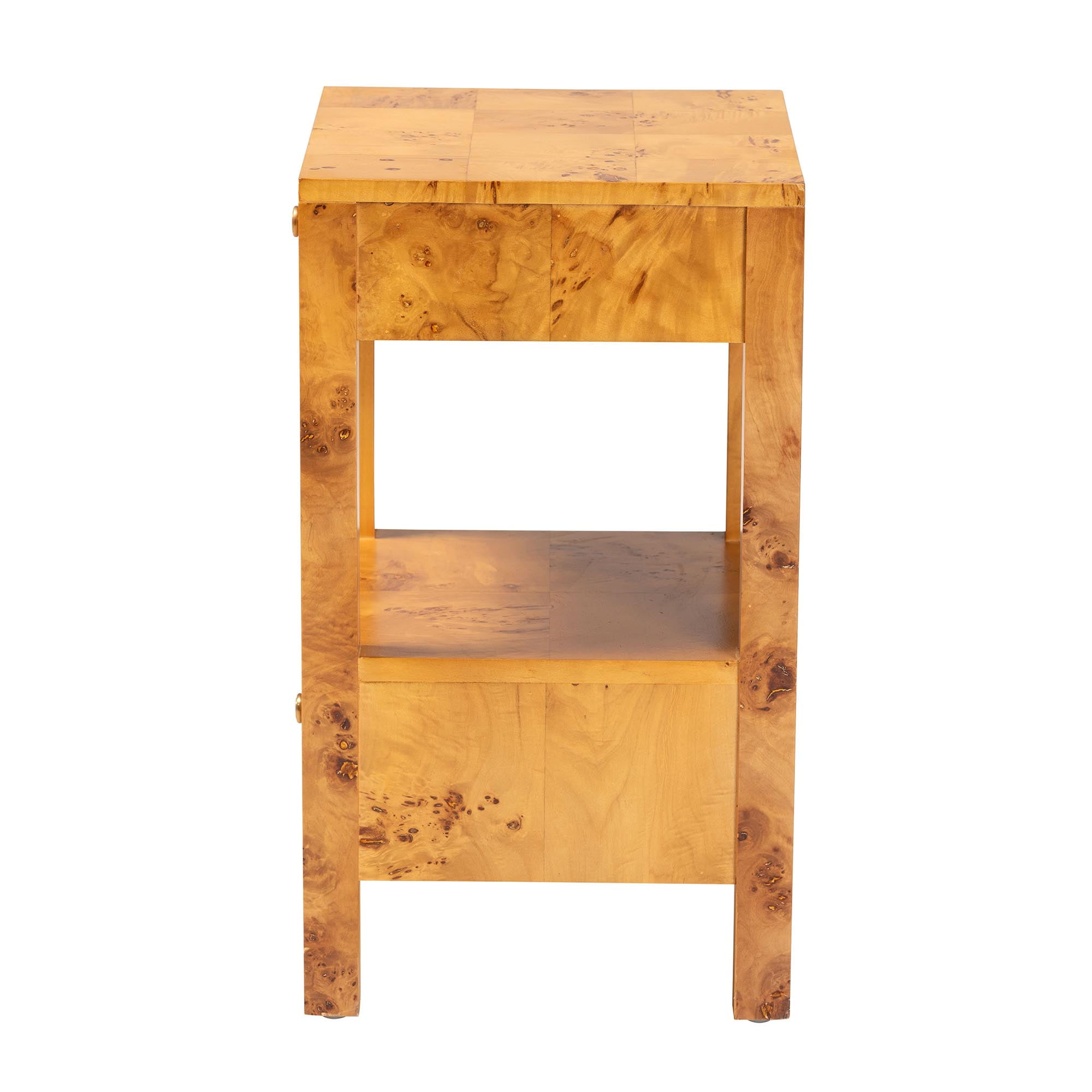 bali & pari Azmi Modern Nightstand, 2-Drawer, Light Mappa Burl