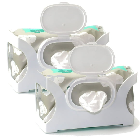 Dispensador de pared con toallitas húmedas Gadjit Baby Wipes, paquete de 2 unidades, color blanco