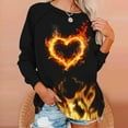 thumbnail image 2 of Penkiiy 3D Flame Printing Pullover for Women Women's Round Neck Flame Printed Loose Sweatshirt Long Sleeve Plunge Sleeve Top Sweatshirt, 2 of 6