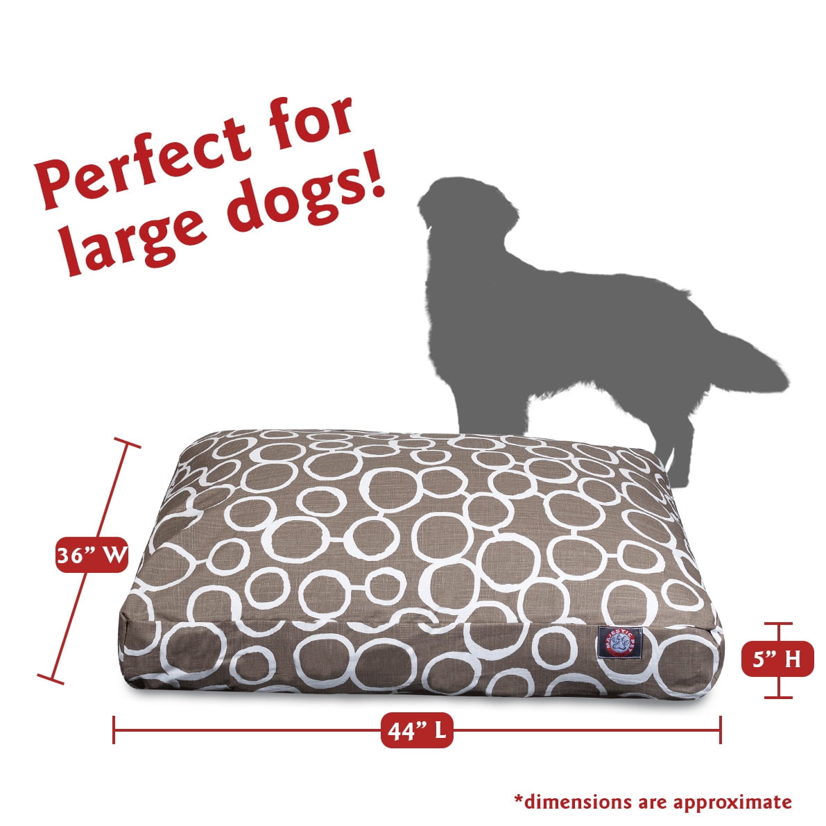 Majestic Pet | Fusion Rectangle Pet Bed For Dogs, Removable Cover, Mocha, Large