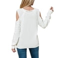 thumbnail image 5 of Suéter Térmico Gibobby de Manga Larga Casual con Hombros Descubiertos y Botones para Mujer Otoño Invierno Blanco XL, 5 of 5