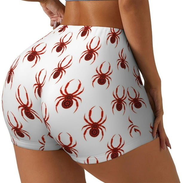 Balery Spiders Insects Pantalones cortos de entrenamiento estampados para mujer, sin costuras, ajustados, para gimnasio, yoga, correr, deportes, ejercicio activo, fitness.-Medium