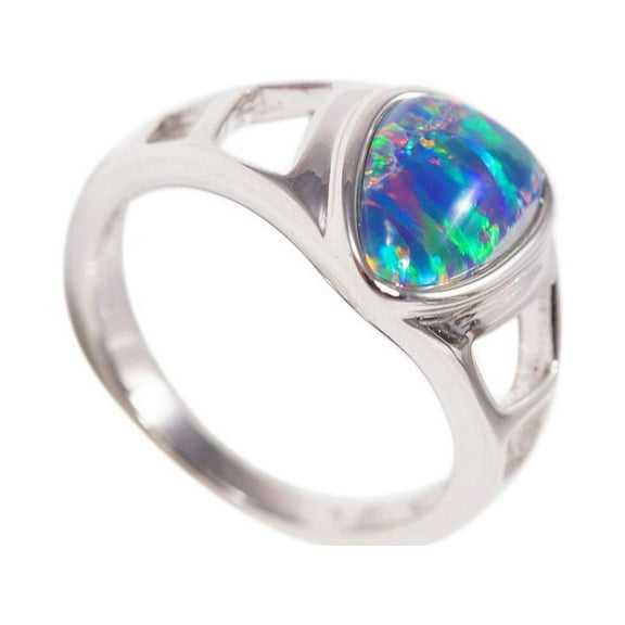 BRILLIANT MAGESTY STERLING SILVER AUSTRALIAN BLACK OPAL RING