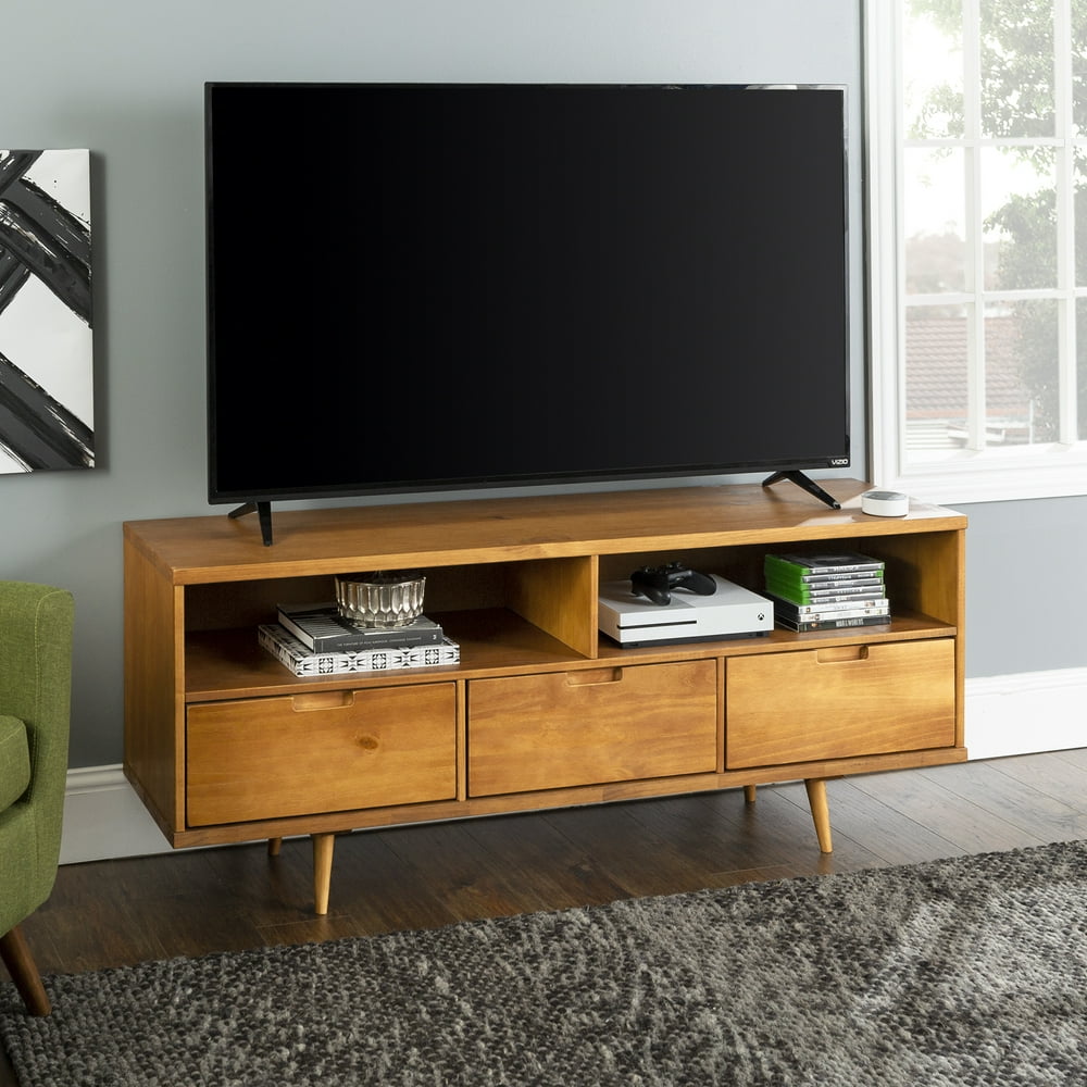 Desert Fields Mid Century Modern TV Stand for TVs up to 65", Caramel