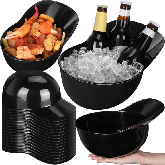 Large Black Plastic Helmet-Shaped Bowl for Snacks and Desserts (12 Count)