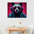 thumbnail image 2 of Nawypu Graffiti Wall Art Funny Animal Canvas Pictures for Bedroom Living Room Decor Colorful Bear Monkey Penguin Panda with Headphone Paintings Cartoon Print Nursery Kids Bathrooom Home Decoration, 2 of 4