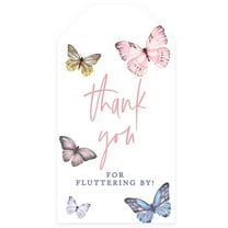 Koyal Wholesale Kids Party Favor Classic Thank You Tags with String, Butterfly Birthday Gift Tags, For Party Favors Bags