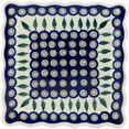 thumbnail image 2 of Blue Rose Polish Pottery Peacock Square Lunch Plate, 2 of 6