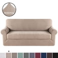 thumbnail image 1 of H.VERSAILTEX 2-Piece Jacquard Spandex XL Sofa Stretch Slipcover, Sand, 1 of 6