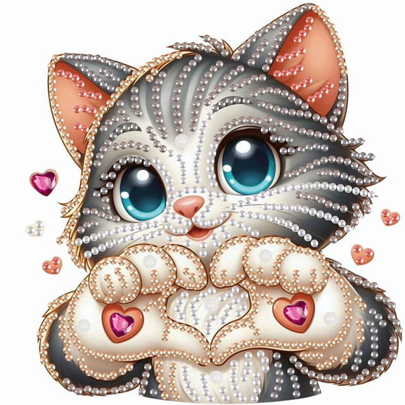 Diamond Painting Kit Happy Cat Special Shape Creative Diamond Art For Home Decor and Gifts 6.69 x 6.69 in