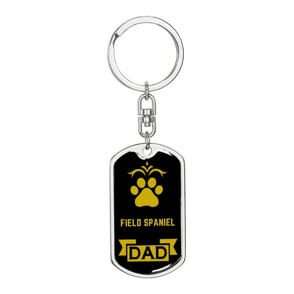 Field Spaniel Keychain Stainless Steel or 18k Gold