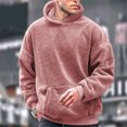 thumbnail image 2 of Htigea Mens Fuzzy Sherpa Hoodie Big and Tall Pullover Sweatshirts Loose Cozy Pocket Long Sleeve Winter Hooded Outwear Pink,S, 2 of 5