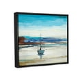 thumbnail image 3 of Abstract Boat Sea Reflection Coastal Painting Jet Black Framed Art Print Wall Art, 3 of 6