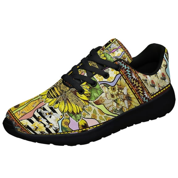 Bee Sunflower Let It Bee Shoes Sneakers for Women Men Black Size 3.5