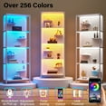 thumbnail image 7 of ModFurne Glass Display Shelf for Collectibles, LED Black Curio Cabinet, Lighted Tall Narrow Pegboard Steel Frame, Small, White, 7 of 7