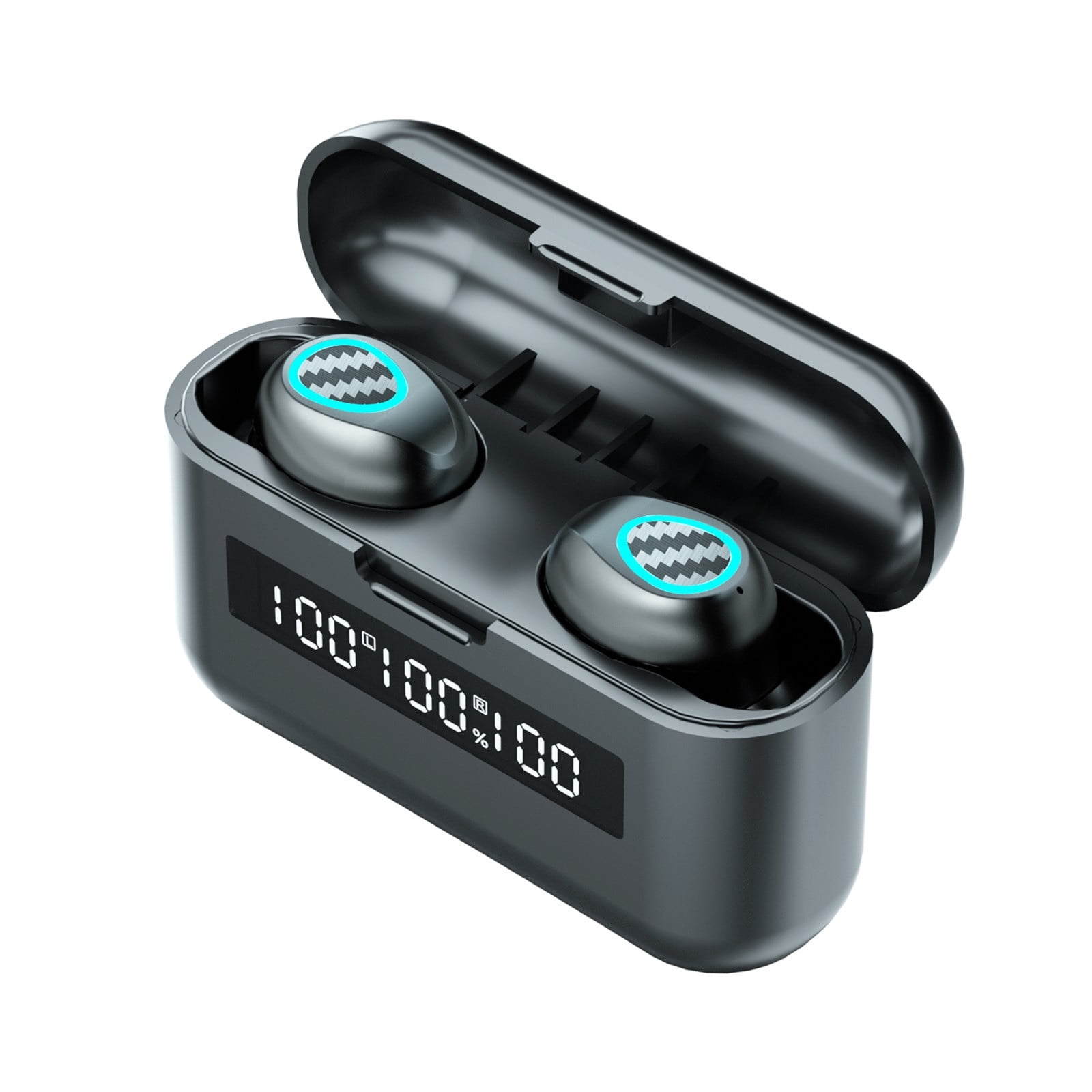 Wireless Earbuds, Bluetooth Earbuds Headphones Bass Stereo, IPX7 Waterproof Ear Buds with Mic LED Display, in Ear Earphones, 78H Playtime for Smartphone Laptop Pad Sports Workout(Black)