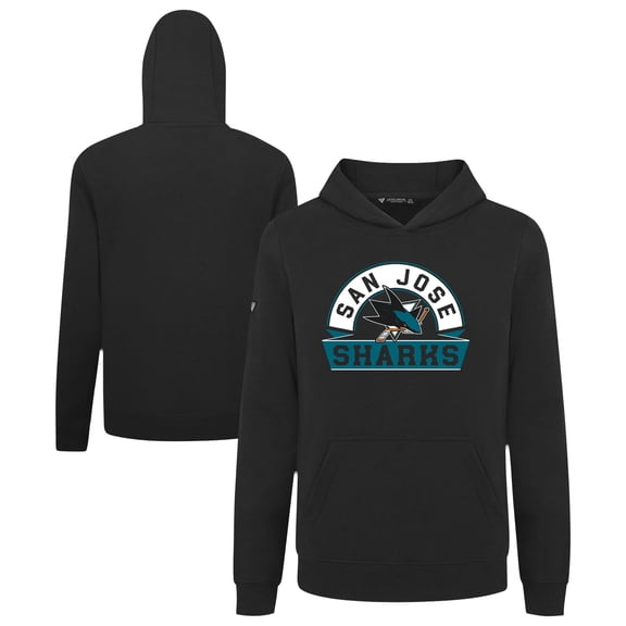 Youth Levelwear Black San Jose Sharks Podium Banner Arch Pullover Hoodie