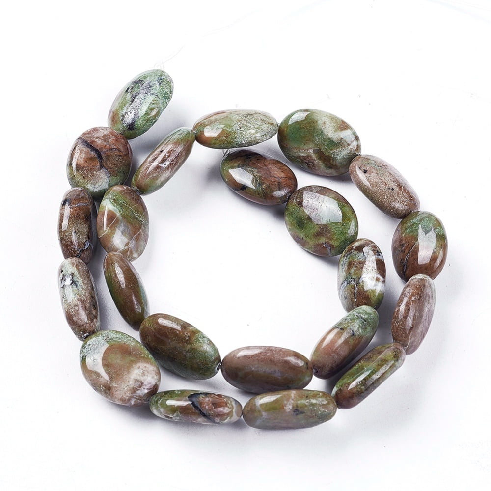 Natural Green Opal Beads Strands Oval 17.5~19x13.5~14x6~7mm Hole: 0.8mm about 22pcs/strand 15.5~15.7 inch(39.5~40cm)