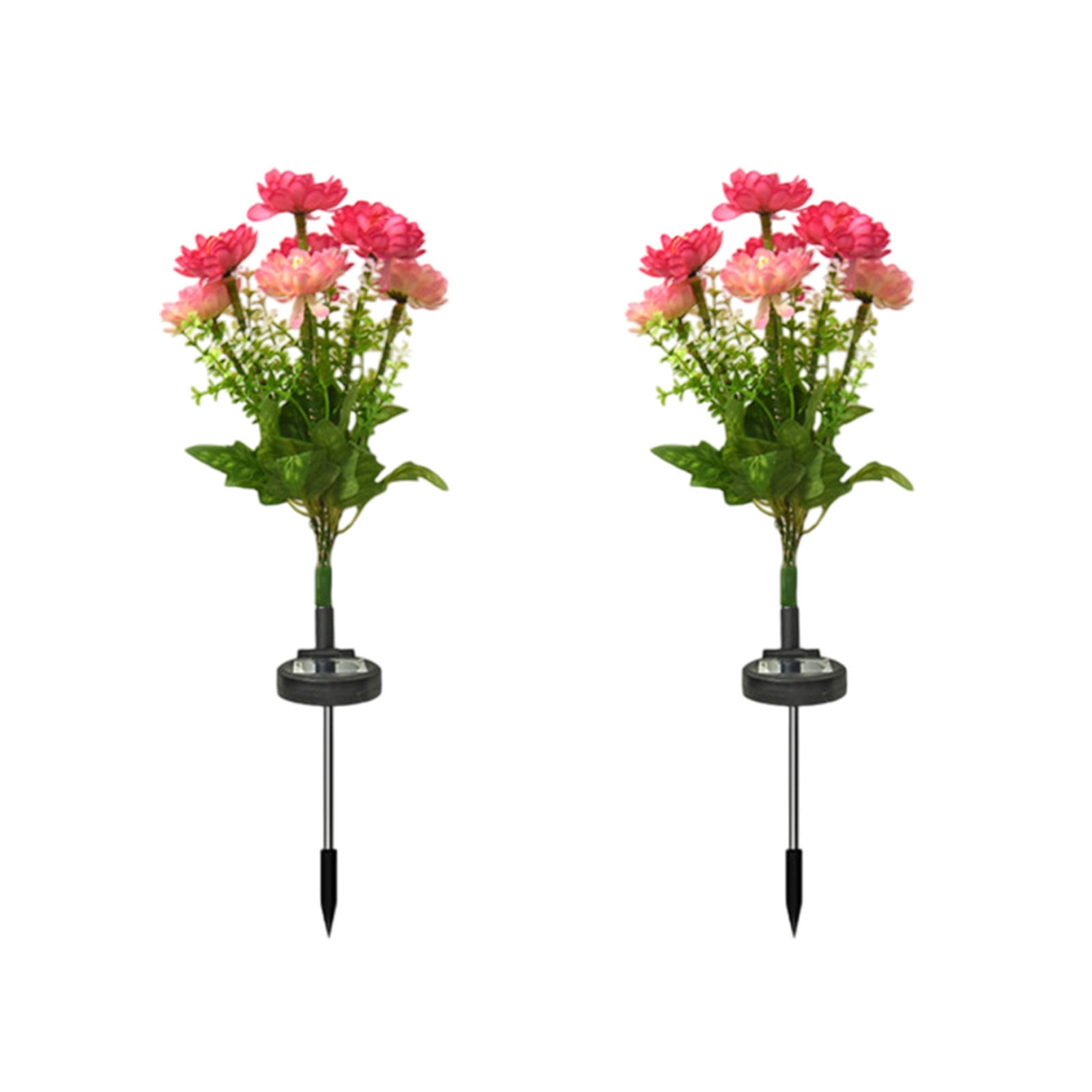 Solar Garden Lights LED Colorful Waterproof Realistic Solar Powered Snow Lotuss Landscape Lights Automatic Lighting In Darkness for Pathway Patio Yard Garden Decor (Dark pink + Light Pink)