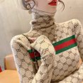 thumbnail image 3 of Suéteres de punto con letras a rayas elásticas suaves y vintage para mujer, jersey de cuello alto ajustado y cálido para viajar al trabajo, otoño e invierno, novedad, 3 of 5