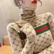 thumbnail image 3 of Suéteres de punto con letras a rayas elásticas suaves y vintage para mujer, jersey de cuello alto ajustado y cálido para viajar al trabajo, otoño e invierno, novedad, 3 of 5