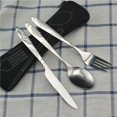 thumbnail image 2 of 3pcsMulti-colorCutlery Set Steak Knife Fork Spoon w/Cloth Bag (Black), 2 of 3
