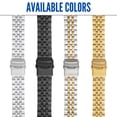thumbnail image 6 of Bandini 18mm Stainless Steel Fitted Curved End Metal Watch Band for Men and Women, Brick Link Tapered Watch Strap Oyster Bracelet, Double Foldover Lock Deployment Clasp - Gold 18 mm Watch Band, 6 of 7