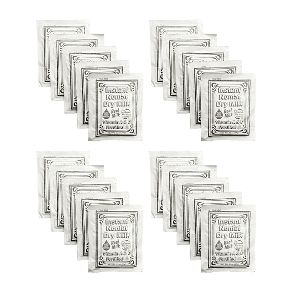 Non-Fat Dry Milk Instant Mix Packets – 15g Each, 20 Pack – Vitamin A & D Fortified, Shelf-Stable Powdered Milk