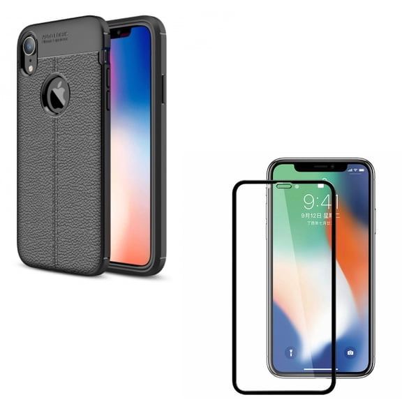 Ultra Slim TPU Case Reinforced Bumper Cover w Tempered Glass Screen Protector Anti-Glare Matte Curved Edge to Edge Cover Compatible With iPhone XR