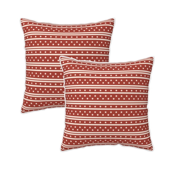 DouZhe Housses de Coussin Décoratives en Velours Lot de 2, Housse de Coussin Carrée Douce avec Fermeture Éclair Invisible Étoiles Patriotiques Rayures Rouges Impression, 20"x20 Pouces