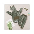 thumbnail image 4 of Seyurigaoka 2 Pcs Little Boy's Two-Piece Suit, Patchwork Dinosaur Shape Pocket Hoodie + Pants, 4 of 9