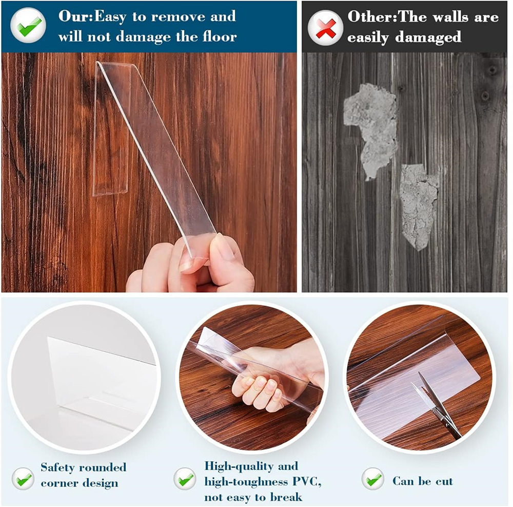 NOGIS Under Couch Blocker for Pets and Kids Toys - 5 Pack Transparent Under Bed Blocker for Dogs and Cats Safety Plastic with Strong Adhesive to Prevent Things from Getting Under The Furniture