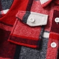 thumbnail image 4 of Toddler Boys Girls Shirt Coat Jacket Plaid Long Sleeve Kids Lapel Button Tops Outwear, 4 of 6