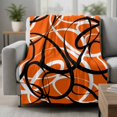 thumbnail image 2 of Orange Geometric Blanket Soft Cozy Warm Twin Blanket for Bed, Plush Fuzzy Flannel Fleece Blankets for Sofa, Black White Striped Abstract Lines Art Throw Blankets for Couch, Gifts for Men, 60"x80", 2 of 9