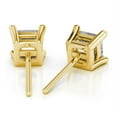 thumbnail image 2 of 2.00 Carat D/VVS1 Princess Cut Colorless Genuine Moissanite Stud Earrings for her Push Back Solid 14K Yellow Gold Beautiful Studs Earring, 2 of 5