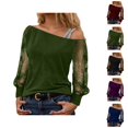 thumbnail image 1 of Womens Sparkle Top 2026 Spring Trendy Y2K Long Sleeve Off Shoulder Mesh T Shirts Going out Top Rave Outfits, 1 of 4