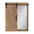 thumbnail image 1 of Kate and Laurel Cates Decorative Wood Wall Storage Cabinet with Vanity Mirror and Sliding Barn Door, Rustic Brown, 1 of 3