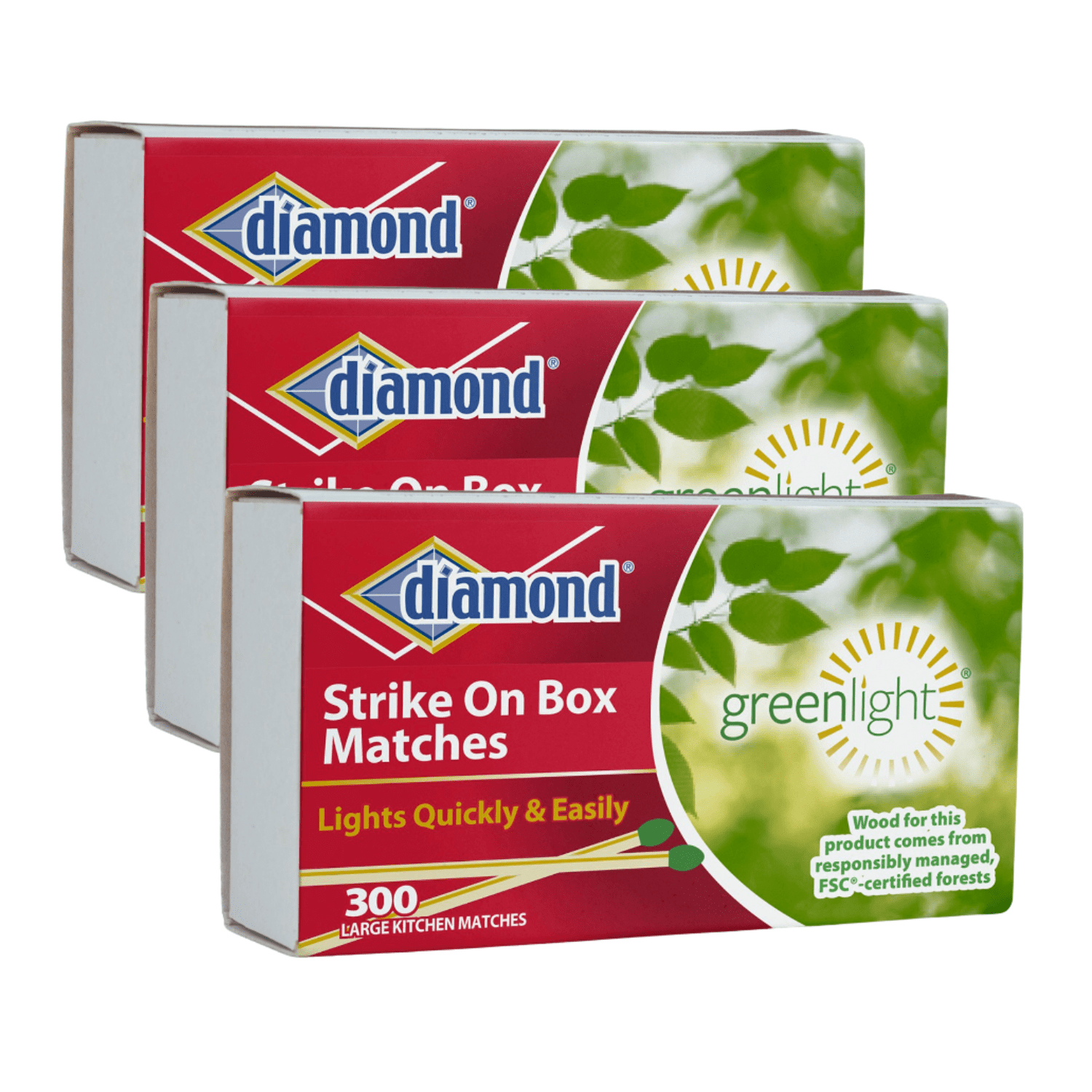 Diamond Greenlight Strike Wooden Matches Extra Long & Thick Longer