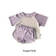 thumbnail image 2 of Qarigey Conjunto de pantalones cortos de camiseta de diseño Simple para niños, fiesta de verano para niños y niñas, Kit de pantalones de conjuntos de ropa Púrpura 73cm, 2 of 6