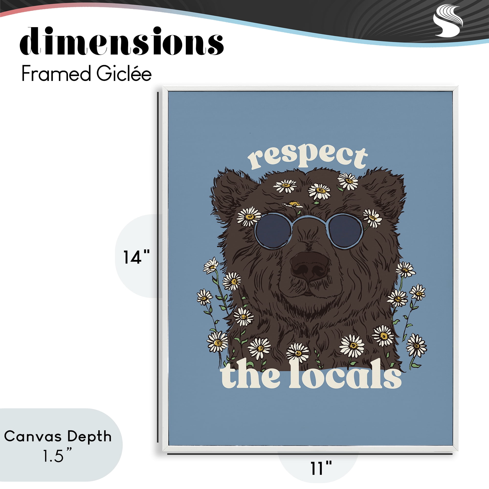 Stupell Industries Respect The Locals Bear White Framed Giclee Art, design by Two If By Sea Studios