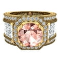thumbnail image 4 of Large Morganite Engagement Ring 14K Gold Halo Rings for women 8.00 mm 6.85 carat, 4 of 5