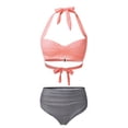 thumbnail image 4 of MKLEKYY Trajes De Baño Mujer Dos Piezas Women High Waisted Bikini Sexy Push Up Two Piece Swimsuits Vintage Swimsuit Two Piece Retro Ruched High Waist Print Bikini Set 1289, 4 of 5