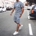 thumbnail image 2 of Afdoent Mens 2 Piece Sets Comfortable Short Sleeve T Shirt And Shorts Summer Outfit Oversized Sports Clothing Mens Fitness Suit Beach Clothes Comfort, 2 of 6