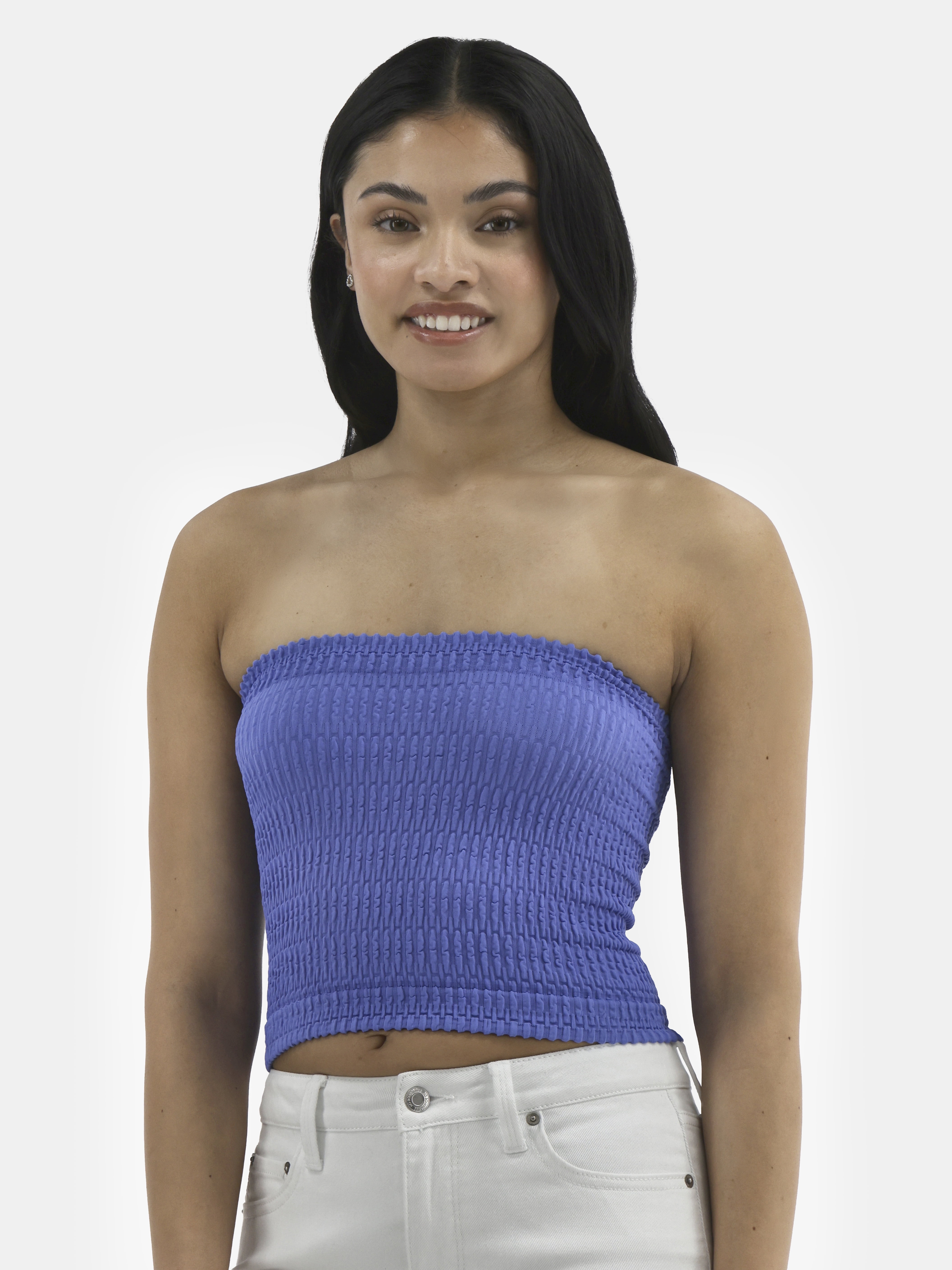 No Boundaries Seamless Textured Tube Top for Women, Strapless Crop