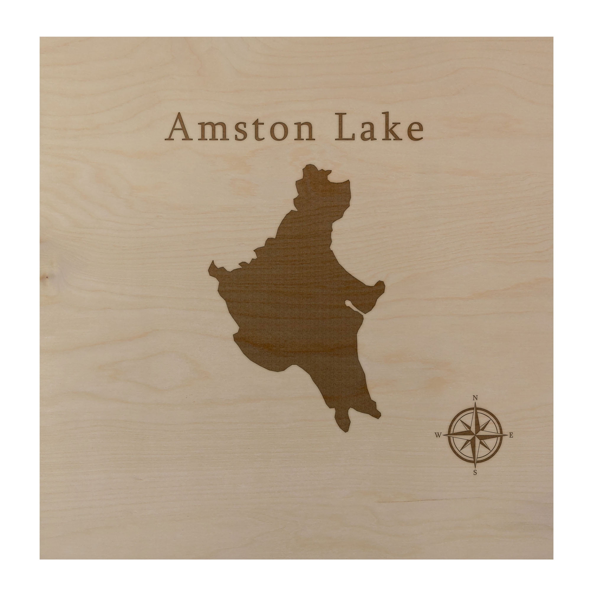Amston Lake Map 12x12" Birch Wood Wall Art Office Decor Gift Engraved