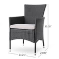 thumbnail image 4 of GDF Studio Swainson Outdoor Wicker and Aluminum 7 Piece Dining Set with Cushions, Gray, Black, and Light Gray, 4 of 13