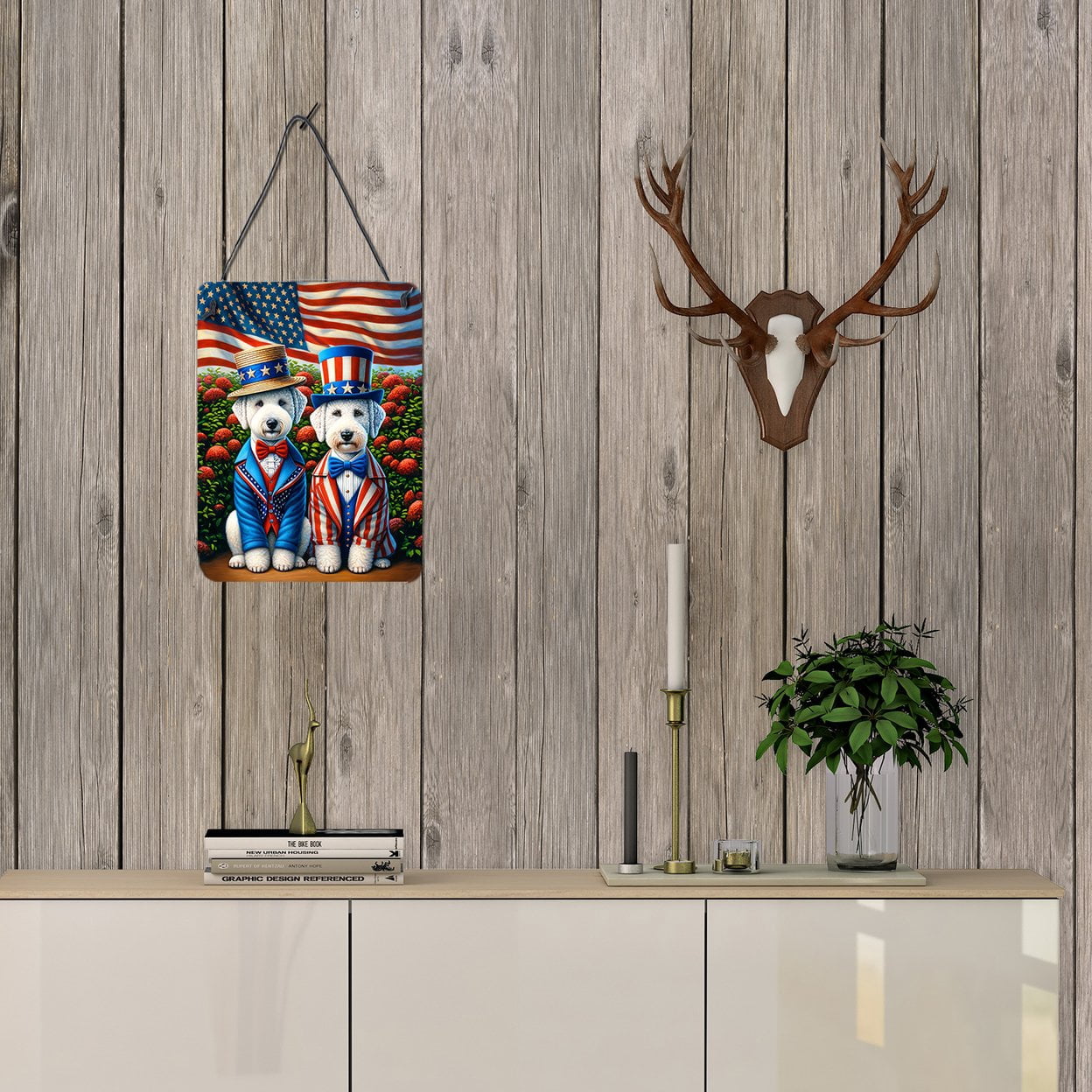 All American Bedlington Terrier Wall or Door Hanging Prints 12 in x 16 in