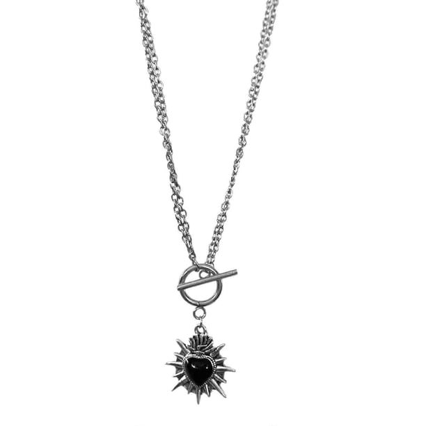 Gothic Punk Heart Necklace With Spikes Alloy Jewelry Edgy Style Elegant Clavicle Chain Perfect For Alternative Fashion
